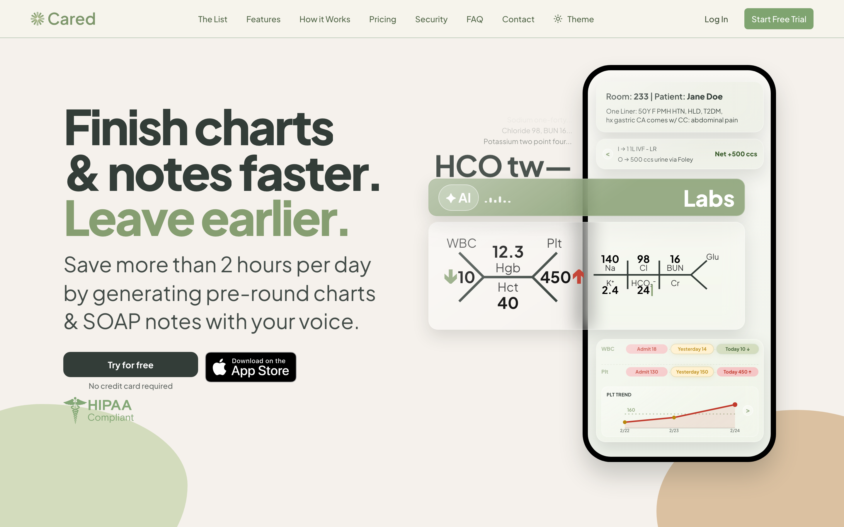 Cared AI landing page