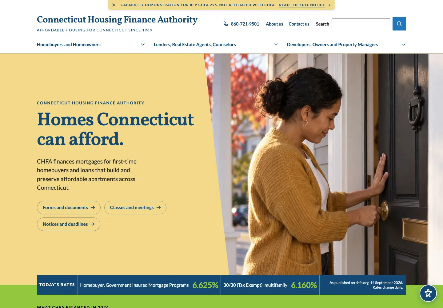 CHFA website modernization interface