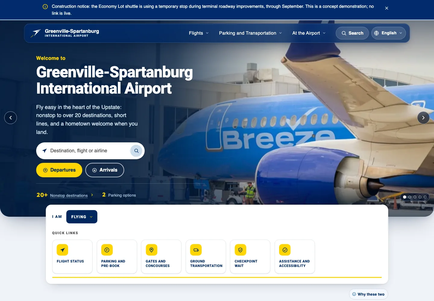 GSP Airport digital suite website